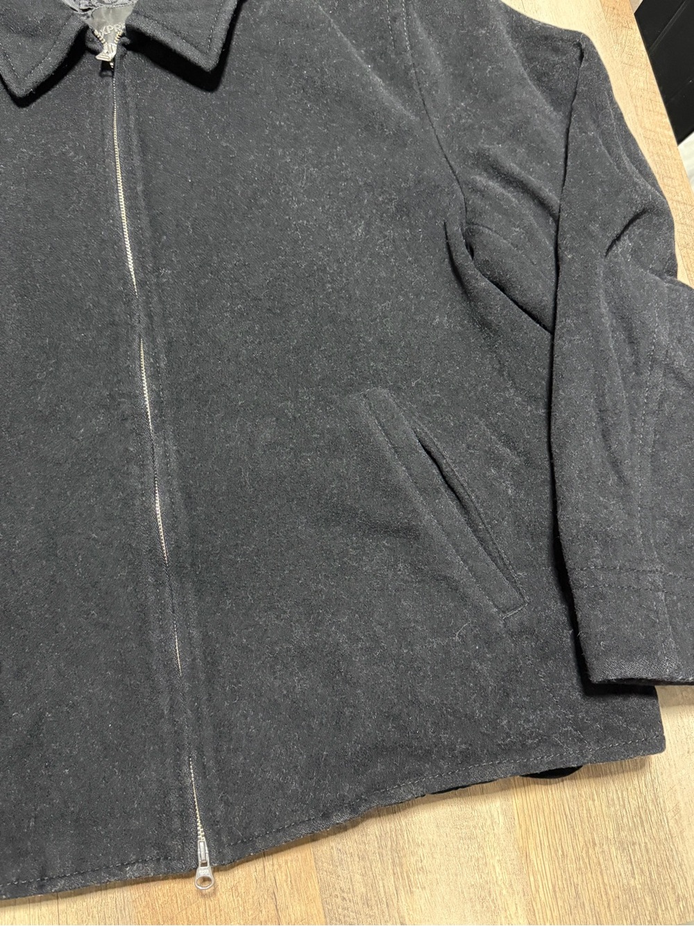 Express Men's Black Wool Blend Full Zip Jacket Coat Size XL - Picture 2 of 4